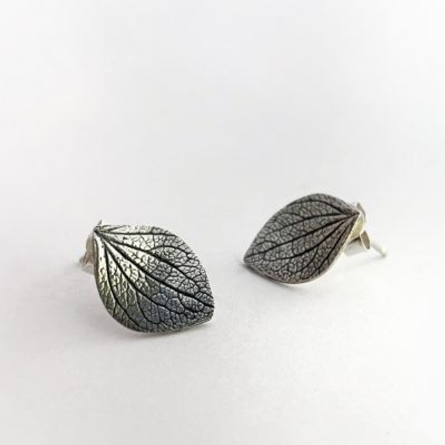 Hydrangea petal silver earrings. recycled sterling silver, crafted in Ireland, shipped across Europe