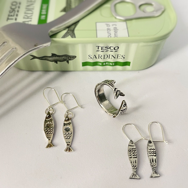 Big Fish Silver Earrings